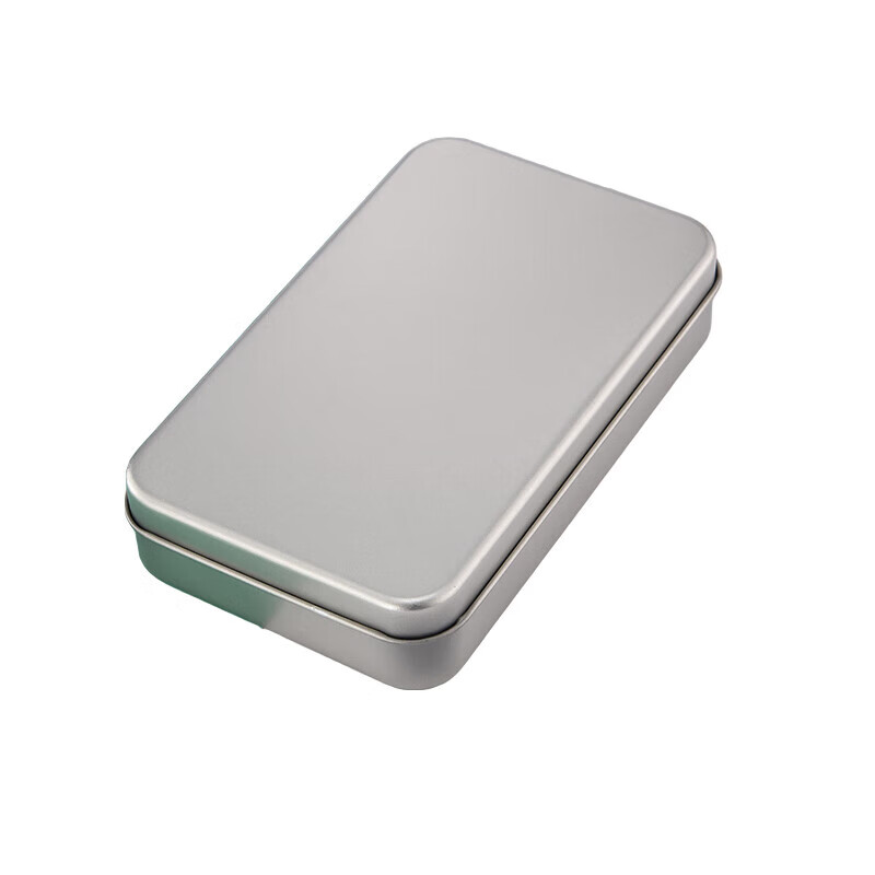 Square tinplate box U disk metal packaging box one-piece flip-top storage box pill box jewelry gift candy box portable flip-top box 15.3x9.2) silver