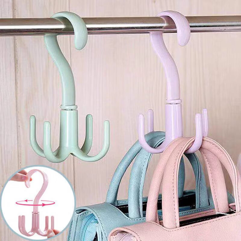 Jingdong Logistics Bathroom four-claw hook, rotatable four-claw hook, multi-functional bag, coat and hat hook, shoe rack, punch-free storage artifact, one hook, multi-purpose, rotatable four-claw hook*2 pcs