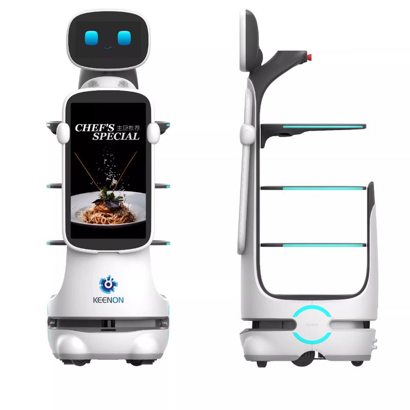 Qinglang Qinglang T10 intelligent food delivery robot, restaurant waiter serving food, fully automatic food delivery, restaurant food delivery rental, white