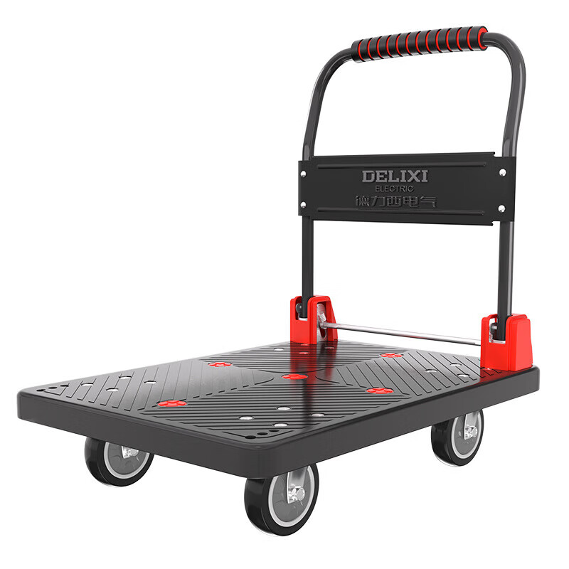DELIXI ELECTRIC small cart portable folding household cart logistics warehouse cargo handling flatbed home special edition 65*40*75cm 3-inch PU drop