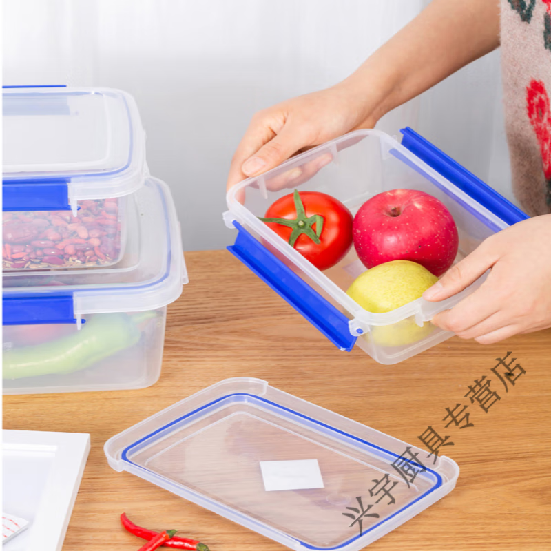 Bei Jingjie large fresh-keeping box with lid hotel kitchen refrigerator frozen food storage box fresh-keeping transparent rectangular plastic box heightened version 9925 (5.5 liters) push lid version