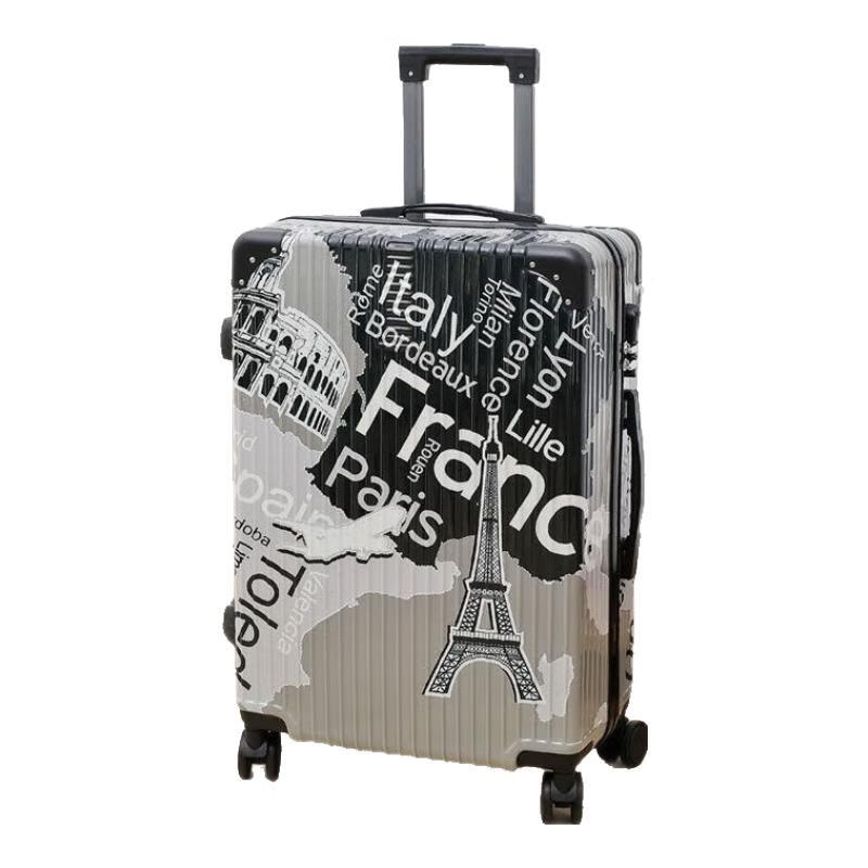 LZJV painted fun graffiti 20-inch suitcase wear-resistant zipper box student large-capacity suitcase silent password box gray iron tower upgraded painting + explosion-proof and wear-resistant 28-inch aluminum alloy anti-collision corner-long-term use