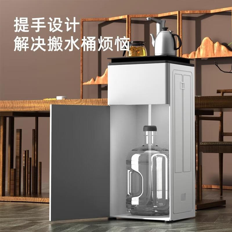 CLCEY pure water bucket mineral water household water dispenser bucket thickened portable food grade 10 liters with faucet (5L removable and washable tea bucket, mist gray)