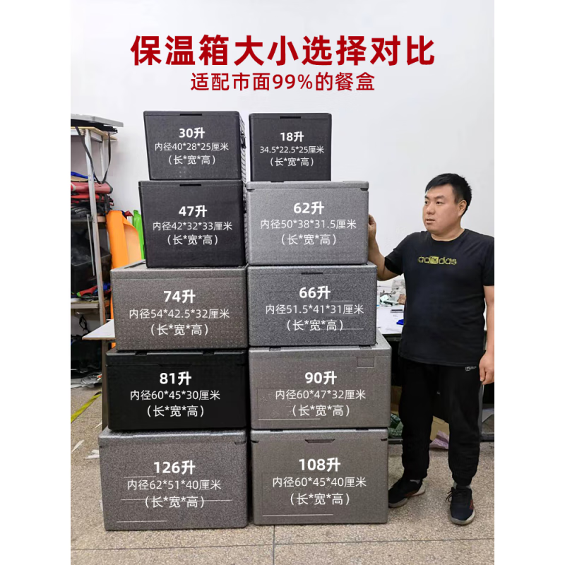 Large epp food foam insulated box refrigerated box commercial stall outdoor thermal insulated car takeout box meal delivery box 81 liters thickened (with hinge + handle + lock) 1