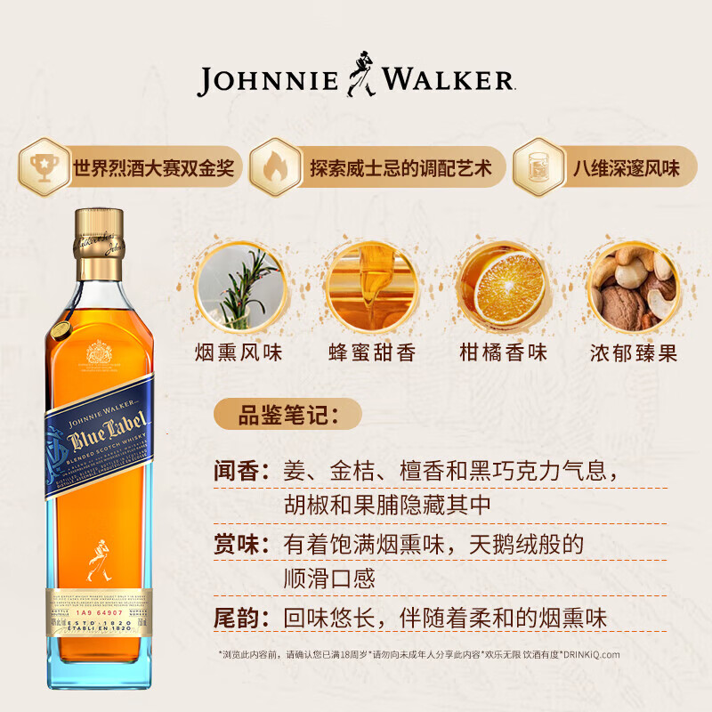 JOHNNIE WALKER Blue Label Scotland Blended Whiskey Wine 750ml