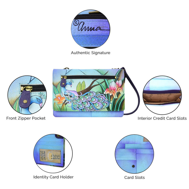 Anna by Anuschka Women's Original Leather Hand-Painted Storage Wallet, Midnight Zebra Midnight Zebra One Size