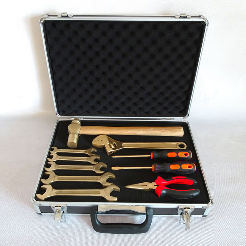Yeyu 10-piece explosion-proof combination tool set, special explosion-proof copper tools for gas stations, including explosion-proof adjustable wrench, 10-piece set hanging bag type A - with explosion-proof certificate
