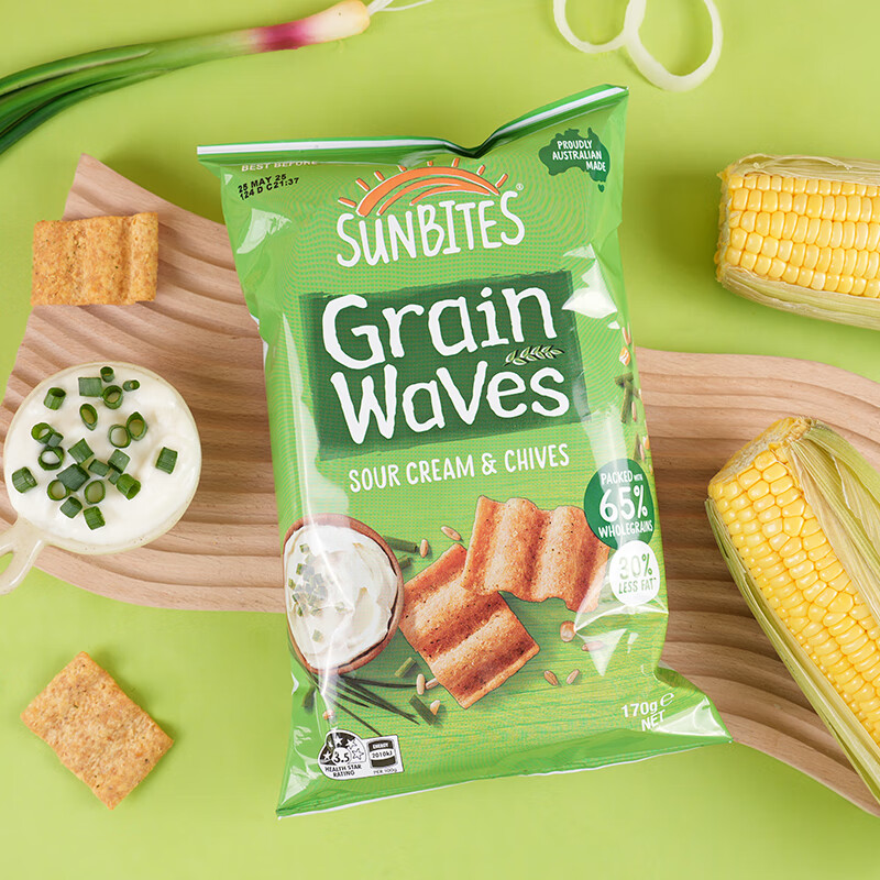 Sunbites potato chips sour cream onion wavy cereal flakes 170g Australian imported casual puffed drama snacks