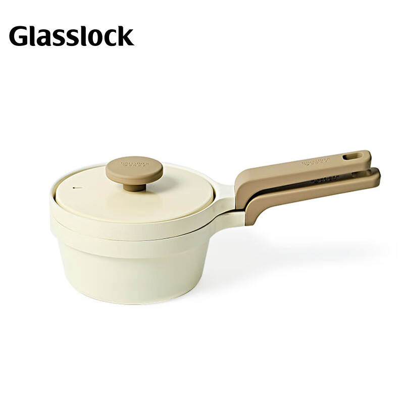 GLASSLOCK small milk pot, baby food supplement, baby small cooking pot, non-stick pan, frying and cooking, multifunctional one-person porridge and instant noodle pot
