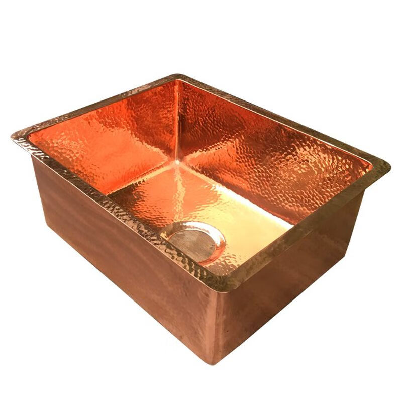 French retro kitchen large single sink embedded in the island water bar sink pure copper gold undercounter basin wash basin F style 316 sink Calista 40X40X15CM
