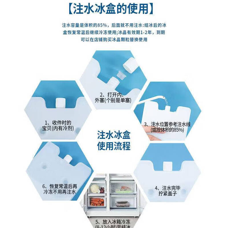 Liuyang Ice Plate Stall Commercial Recycling Refrigeration Ice Box Extra Large Ice Bag Ice Crystal Box Fresh Cold Chain Transport (2000ml) 38*29cm