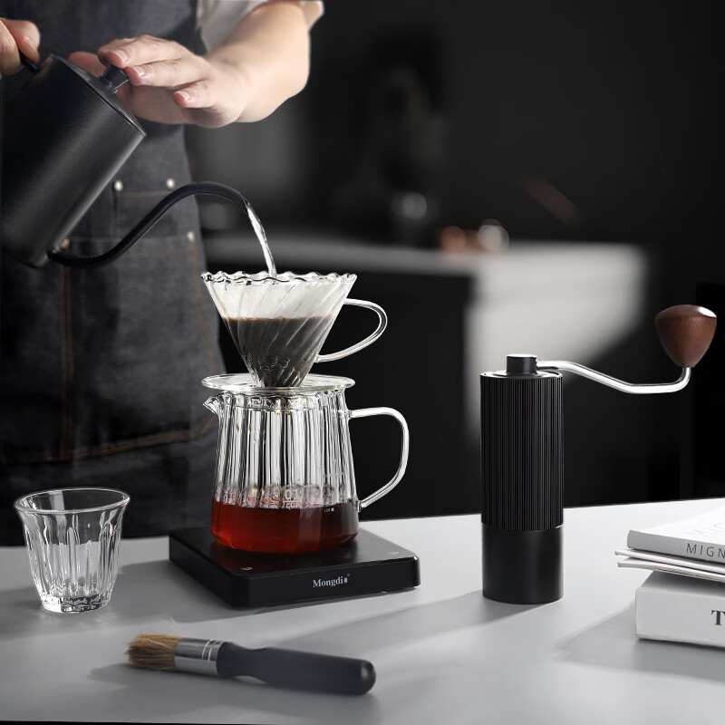 Mongdio hand grinder coffee bean grinder portable hand grinder coffee machine deep space gray-pentagonal grinding core C1 steel core series