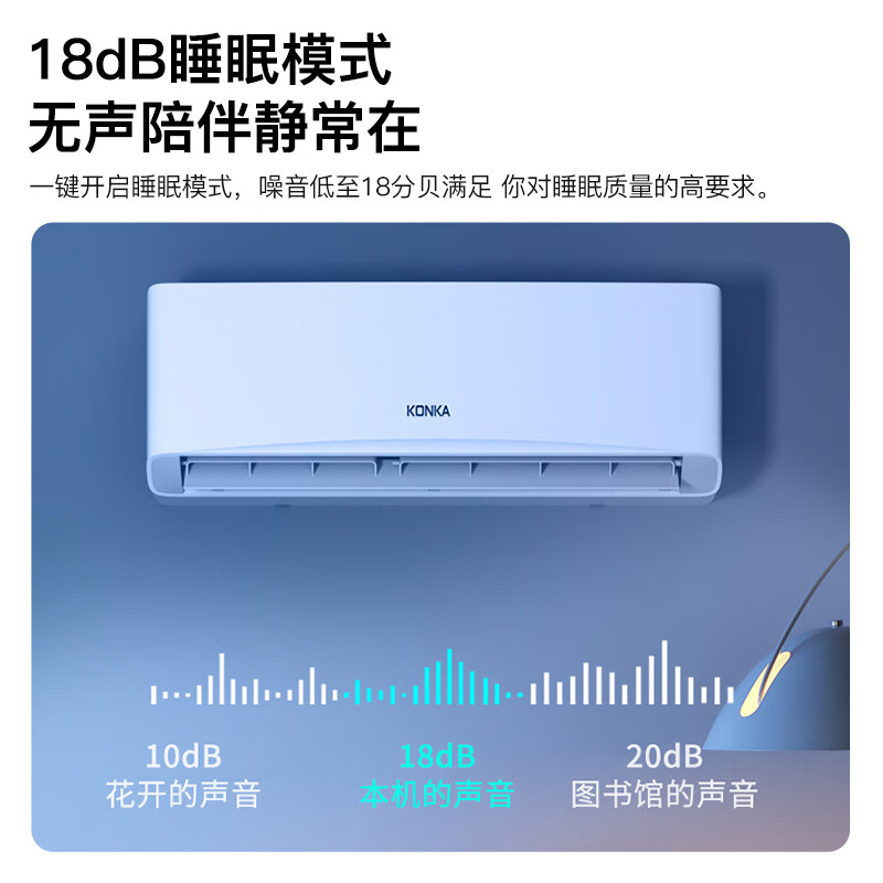 Konka air conditioner JD.com co-branded super energy-saving 1 new level of energy efficiency inverter heating and cooling, 30% energy saving, pure copper tube hang-up, trade-in KFR-25GW/LV1