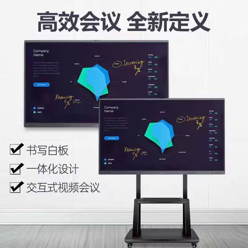 Xiaomi 4k latest smart screen conference teaching touch all-in-one TV multimedia 100-inch electronic whiteboard 75-inch i7/8+512G dual touch explosion-proof