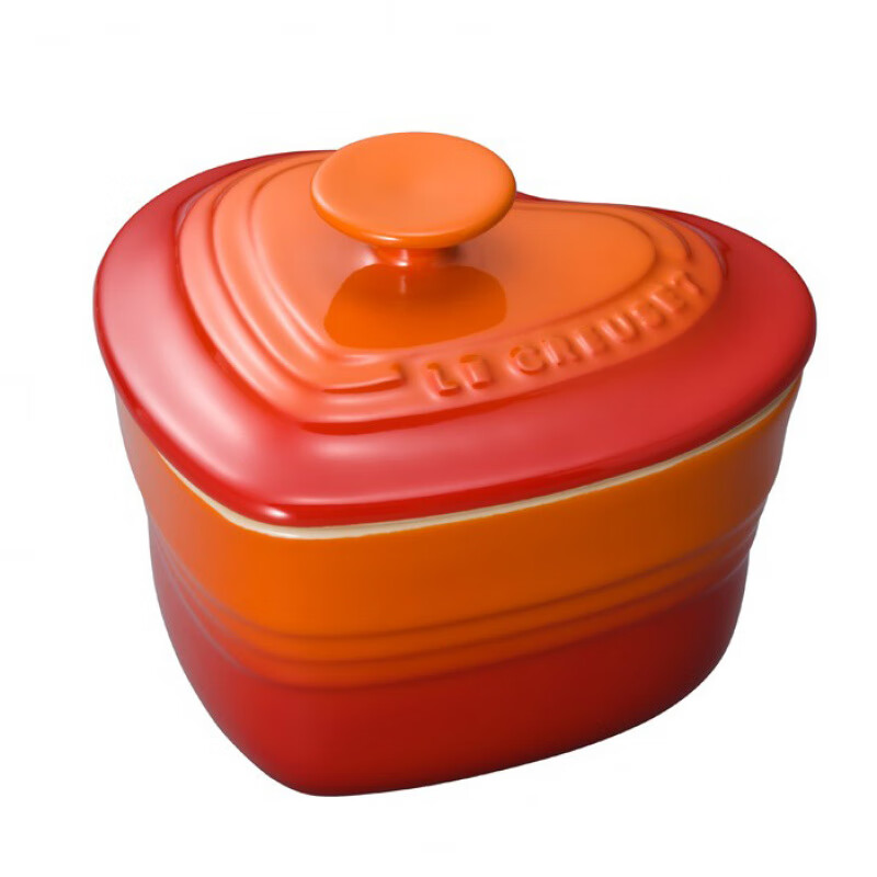 Cool color (Le Creuset) French cool color LeCreuset creative heart-shaped baking jar ceramic jar with lid baking bowl household water-proof stew pot stew pot with lid heart-shaped baking jar orange