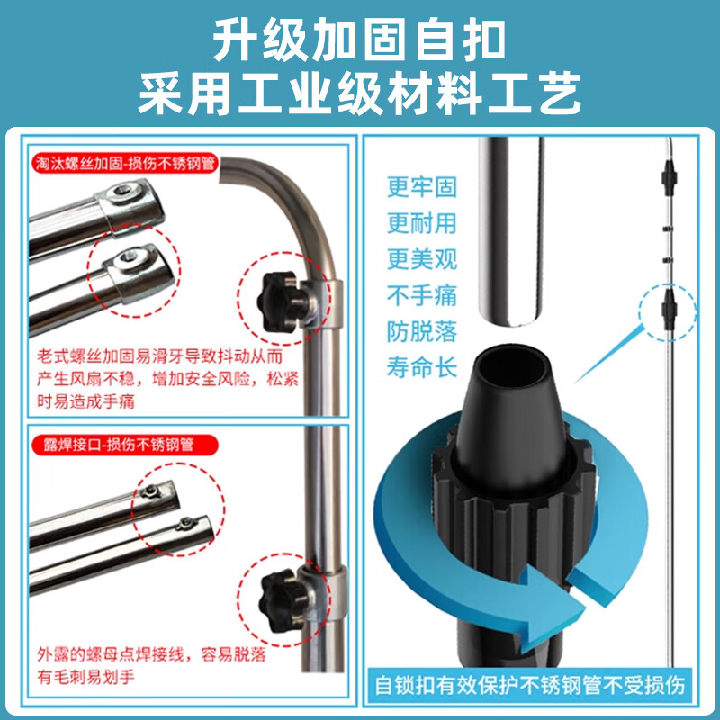 Breeze Small Ceiling Fan Floor Bracket Bed Silent Fixed Bedside Mosquito Net Fan Support Rod Hanging Floor Bracket Ordinary Iron Pipe Material - Non-Stainless Steel - Thinner Than Stainless Steel - No