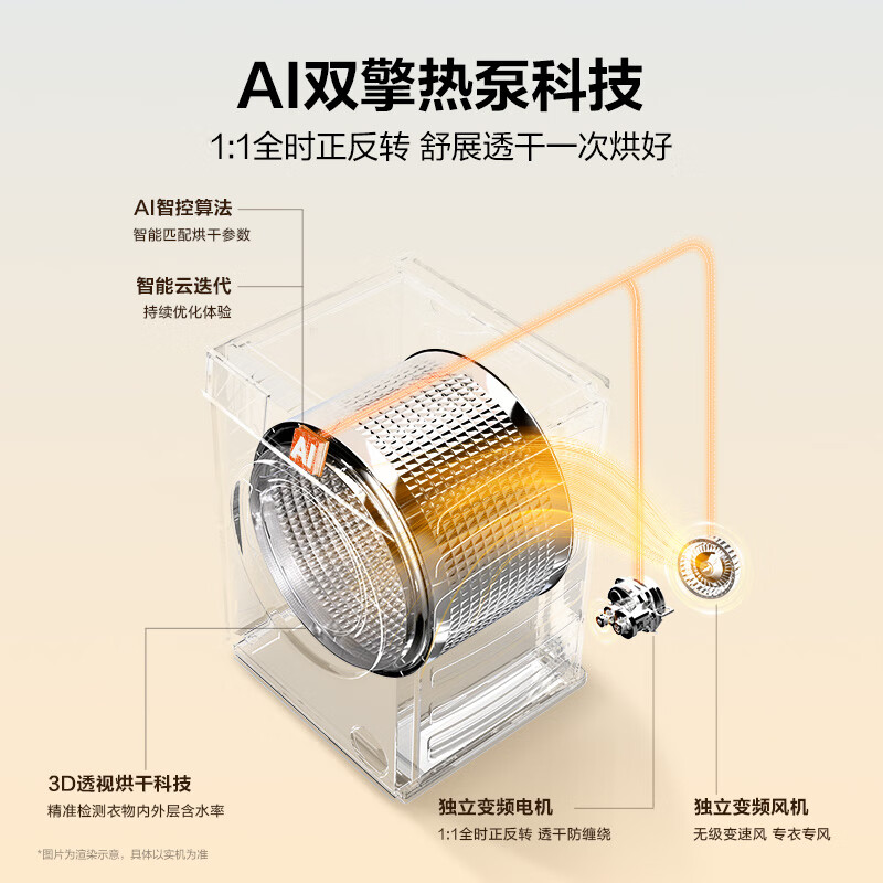 Haier Yunxi 3.0 drum washing and drying set white 10KG fully automatic washing machine + dual engine heat pump dryer Home appliances national subsidy Jingdong self-operated 583W+583W