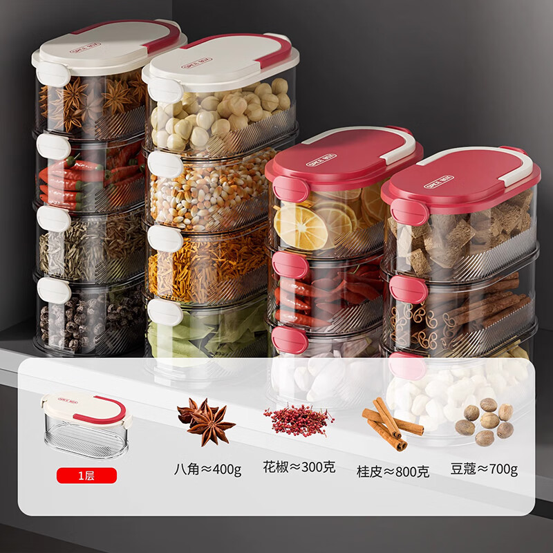 Home story Japanese spice storage box food-grade aniseed seasoning jar home kitchen peppercorns octagonal compartment multi-layer sealing