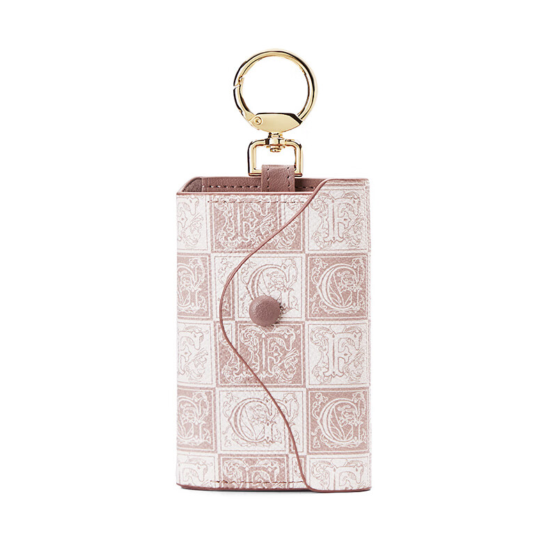 Golf key bag women's car key universal keychain presbyopia multi-function 2025 new compact mini key bag smoke pink with beige color