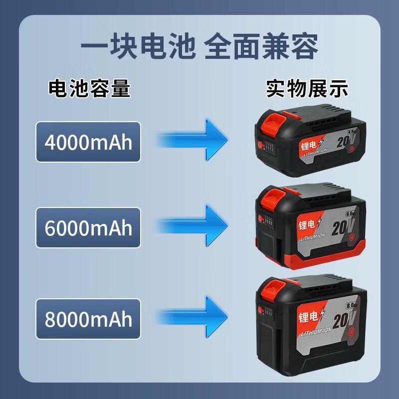 Dongcheng model 20V4.06.0 lithium battery charger electric wrench/angle grinder large capacity battery Dongcheng model universal 20V 8.0Ah two batteries and one charger