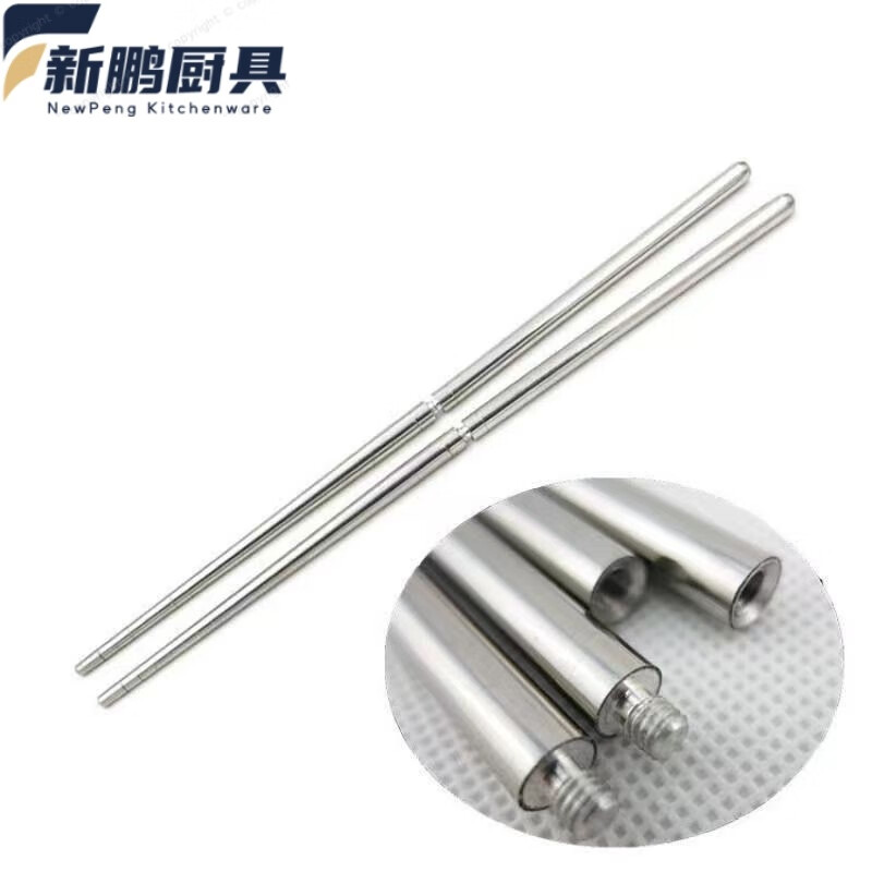 Tuojin Japan imported quality 304 stainless steel detachable chopsticks portable tableware travel assembly chopsticks outdoor folding silver 304 screw chopsticks 18.5cm + 1 pair