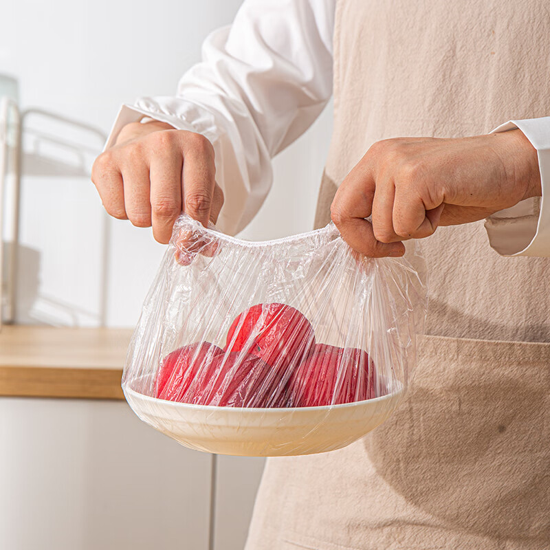 Fresh Life disposable thickened leak-proof plastic wrap cover for food contact freshness storage, elastic seal, universal plastic wrap 38cm*300 pieces (3 packs)