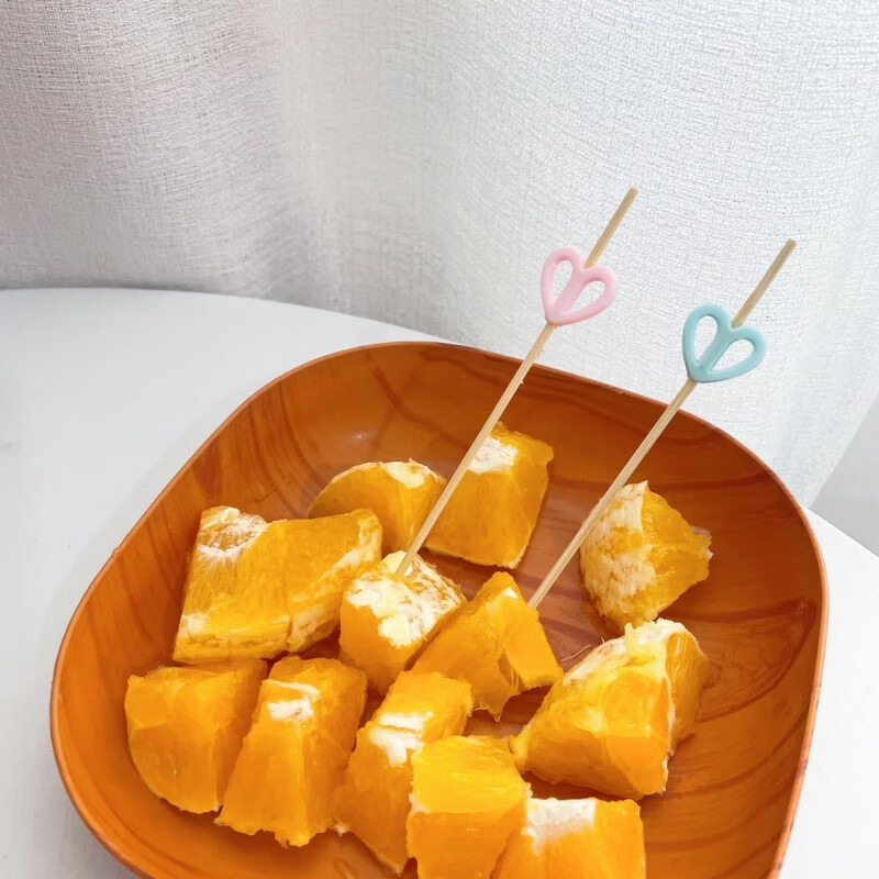 An Junsheng disposable fruit picks for children, cute bamboo picks, burgers, desserts, creative toothpicks, candied haws cocktails, 12cm hollow hearts, 100 pieces