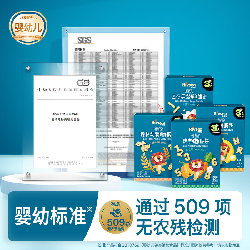 Heyangyang Infant Mini Finger Cookies Milk Flavor 80g Baby Snacks Teething Biscuits Fortified with Calcium, Iron and Zinc 6 Months+