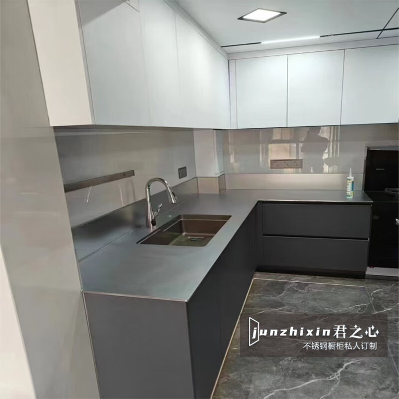 Oluoxun custom manufacturer straight hair 304 stainless steel cabinet solid countertop sink stainless steel integrated countertop stainless steel 5mm solid