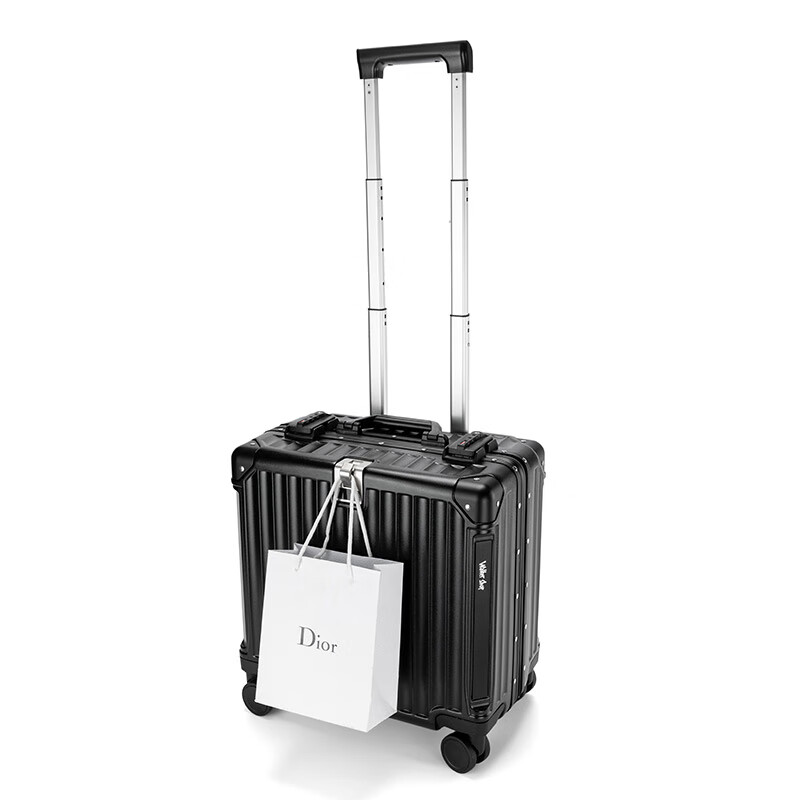 Walker Shop Light Luxury Brand Luggage Men's and Women's Aluminum Frame Carry-on Case Small Trolley Case Short-distance Business Travel Password Box White 16 Inches