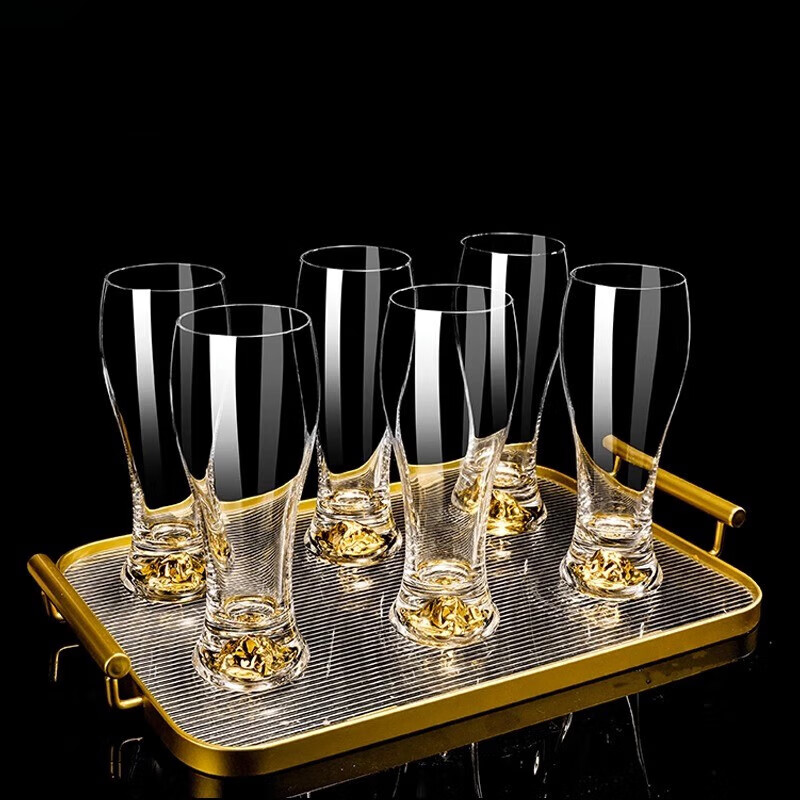 Lukaris Jinshan craft beer mug set large crystal juice cup wheat beer mug ktv hotel home use 12-piece Jinshan beer mug 330ml