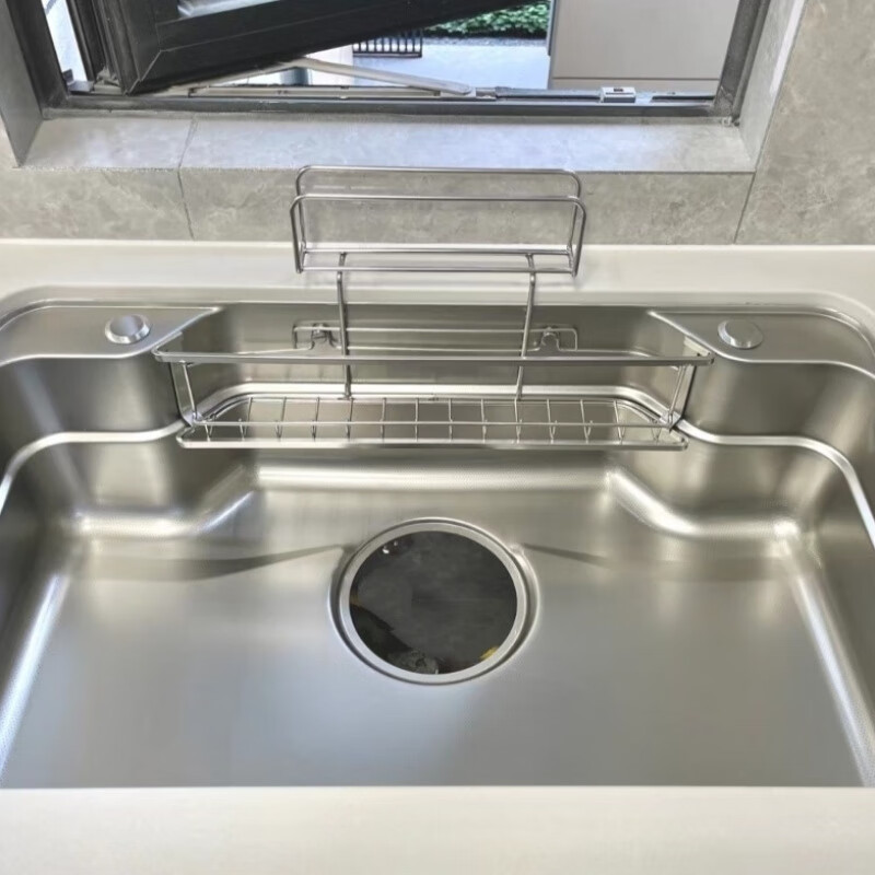 FANCYCHIC1272 people collect Japanese 3D embossed Lixil flat embossed sink SUS304 embossed large single tank multi-functional water fashion classic 8048 package A Moen pull-out faucet 80*48 nanometer silver