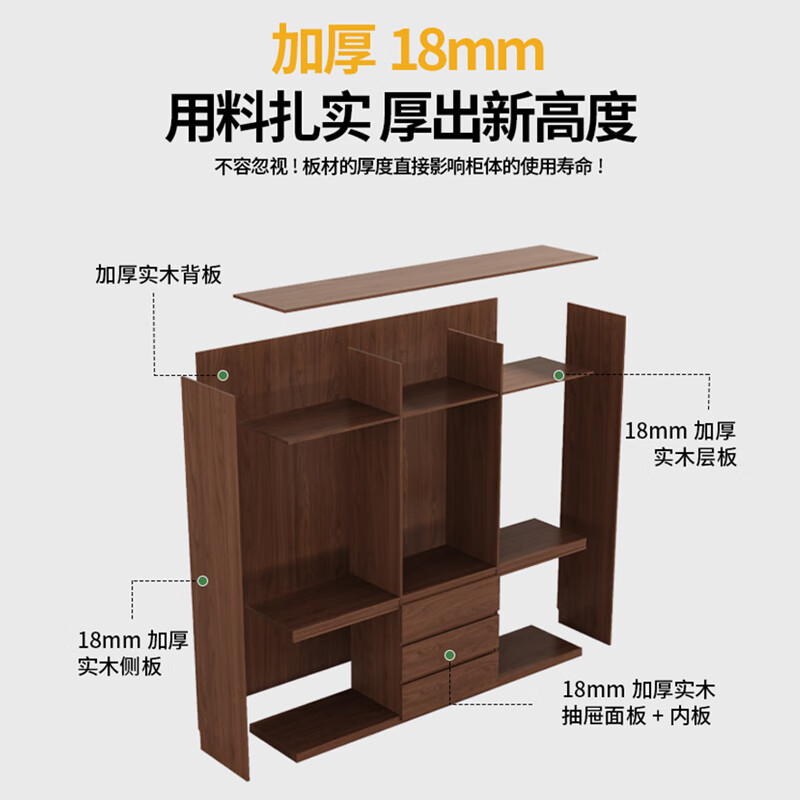 Jian Mu customized all solid wood wardrobe new style 2025 hot style home bedroom eighty or ninety door segmented handle-free oak wardrobe 2.5 meters long seven door wardrobe 2.6 meters high wardrobe + top cabinet