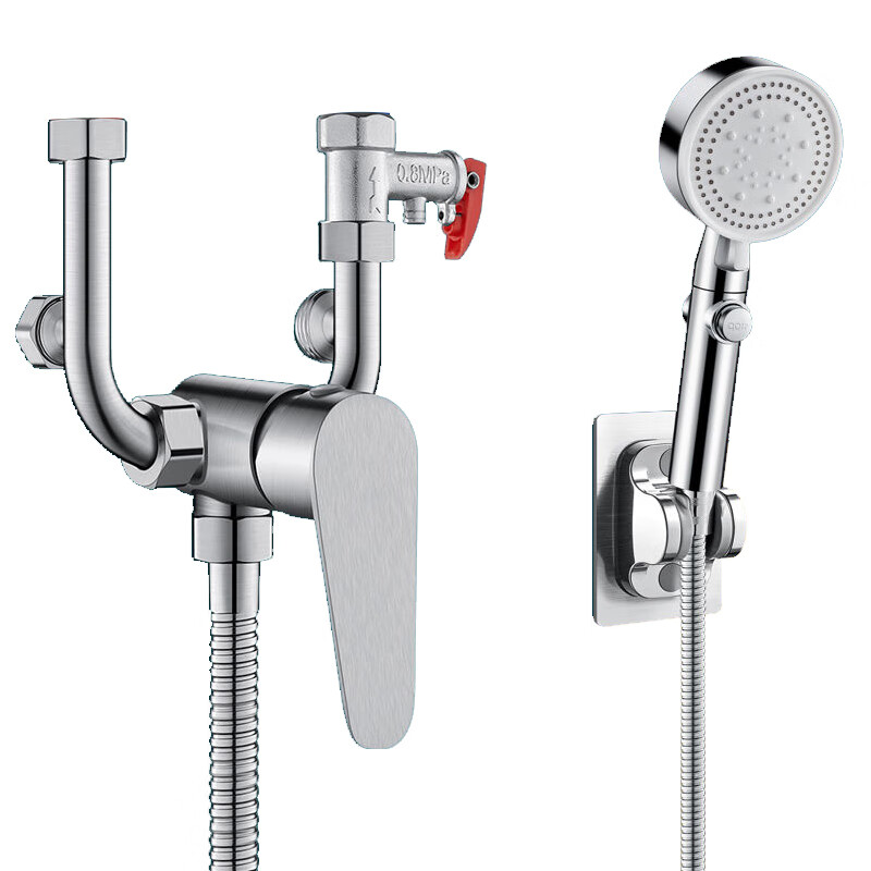 AKALY304 brushed stainless steel electric water heater mixing valve hot and cold mixing U-shaped valve exposed shower switch accessories household single water heater mixing valve free safety valve