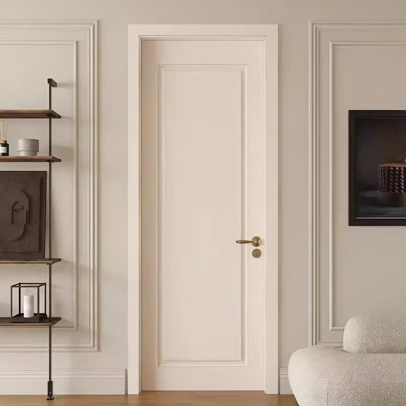 Solid wood door, painted door, French American door, bedroom door, cream style white composite room door, kitchen and bathroom door customization, solid wood composite painted door 1