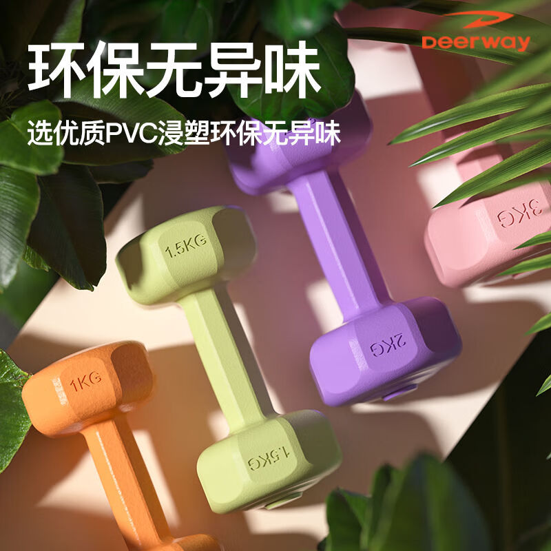 Delhui Dumbbell Women's Fitness Home Equipment Children's Yoga Female Kettlebell Small Dumbbell Arm Muscle Packing Plastic Men's Dream Powder 1kg*2 Only