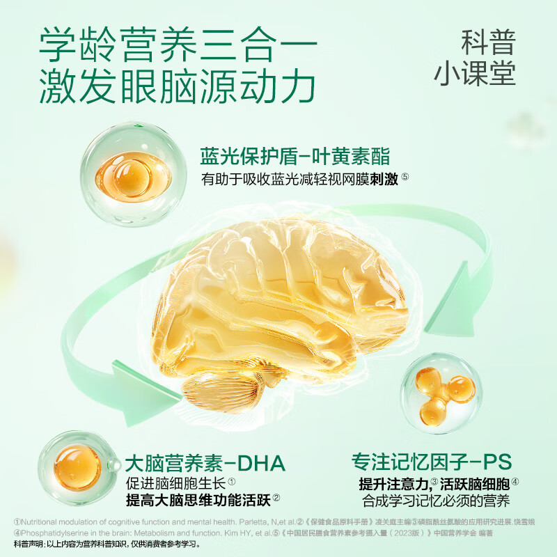 Natural Doctor Little Doctor DHA Algae Oil 3 capsules Lutein ps students and teenagers preparation for DHA children 3-12 years old +