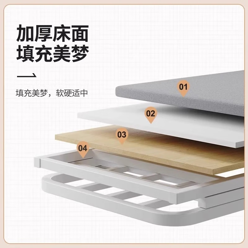 Xingqibao Folding Bed Household Single Bed Adult Office Lunch Break Bed 1.2m Hard Board Bed Extra Bed Portable and Simple 70cm Wide Economical + Thickened Frame