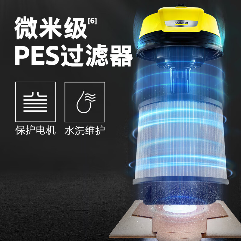 KARCHER German Kach stainless steel bucket vacuum cleaner wet and dry industrial and commercial wasteland cleaning carpet pet high suction high power vacuum cleaner