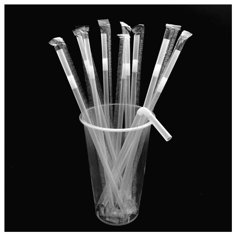 Meikejie disposable straws are individually packaged for drinking porridge and juice, tubes are individually packaged for porridge and water, thick elbow straws, transparent and individually packaged 50 pieces