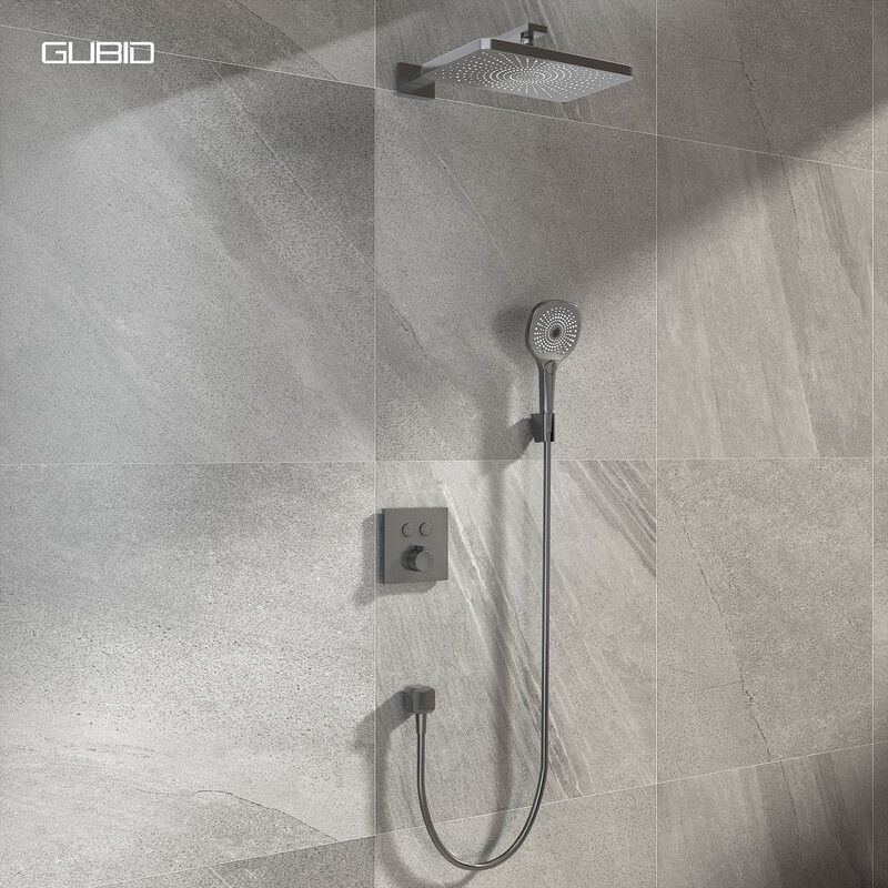 GUBID two-function embedded pre-embedded shower head, fine copper panel configuration shower head set GD9521Q-starry sky gray