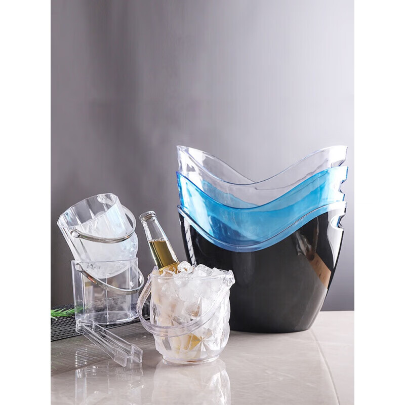 Yixinrong acrylic ice bucket high-value commercial champagne bucket plastic home bar ktv small ice bucket ice bucket ice bucket + ice clip