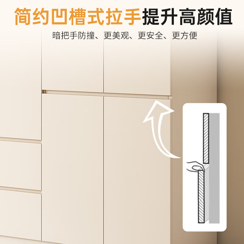 Zi Cong package installation solid wood wardrobe customizable bedroom wardrobe light luxury cream style storage wardrobe new storage four door 1.6 meter wardrobe (recommended by the store manager)