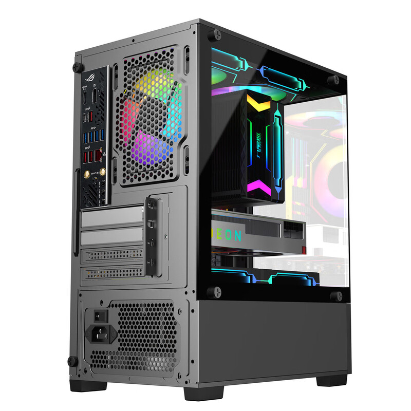Nine-tailed fox sea view room column-free MINI computer case desktop double-sided glass side see-through/support MATX motherboard/120 water cooling T09 column-free MINI sea view room black empty box