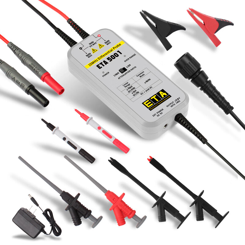 ETA ETA5001 oscilloscope active differential probe isolated probe differential signal high voltage floating voltage measurement