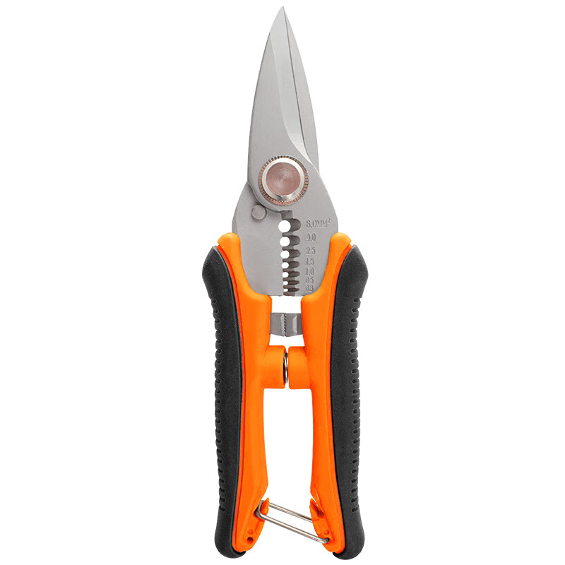 Aiweiboer 6-inch electrician's scissors and wire-cutting electrician's special tools multi-functional electrician's scissors, stripping and crimping electrician's scissors 200511