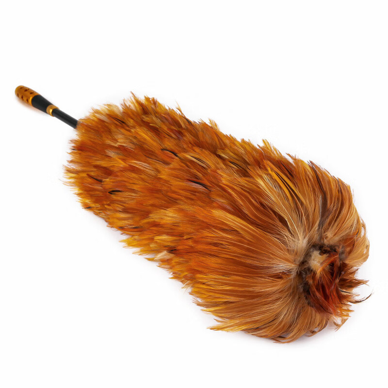 Feather duster removes dust without shedding hair, real household car dust sweeper telescopic cleaning Zenzi old-fashioned chicken feather sweep medium brown