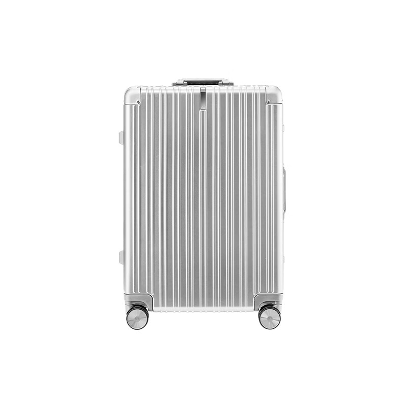 90 points suitcase 20-inch aluminum frame trolley case boarding suitcase universal wheel password box leather suitcase space silver