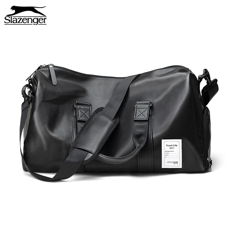Slazenger large-capacity PU leather shoulder bag crossbody bag men's sports fitness bag dry and wet separate portable luggage bag New Year gift