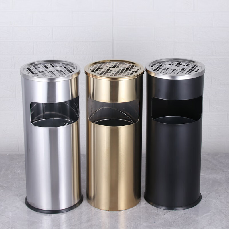 Hotel lobby stainless steel trash can cigarette butt column cigarette extinguisher bucket with ashtray outdoor smoking area elevator entrance vertical 22*60 without liner